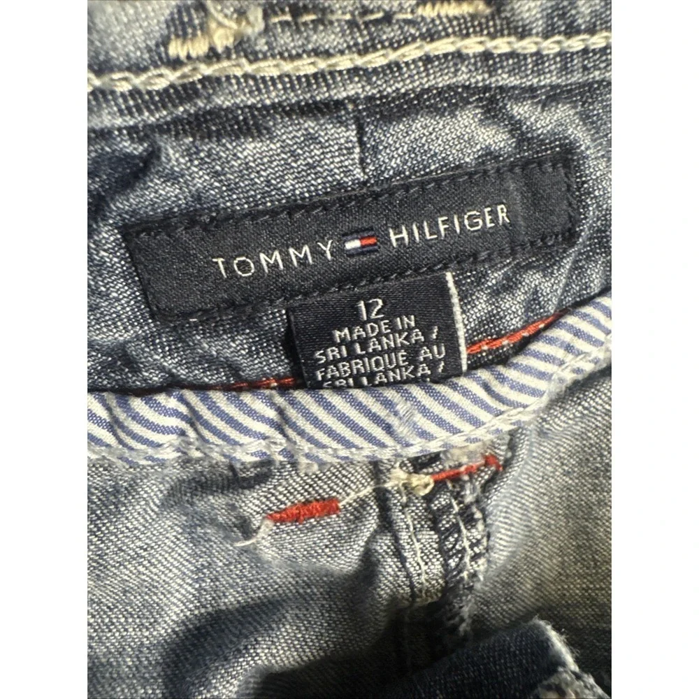 Tommy Hilfiger Women's‎ Denim Cargo Shorts Size 12 Blue Utility Pockets Casual